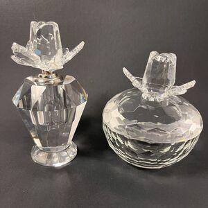Vintage Shannon Crystal Rose Bud Perfume Bottle & Trinket‎ Box Ireland Dauber